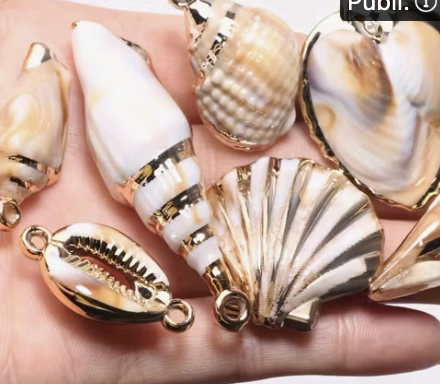 Set of real seashells dipped in gold with jump rings