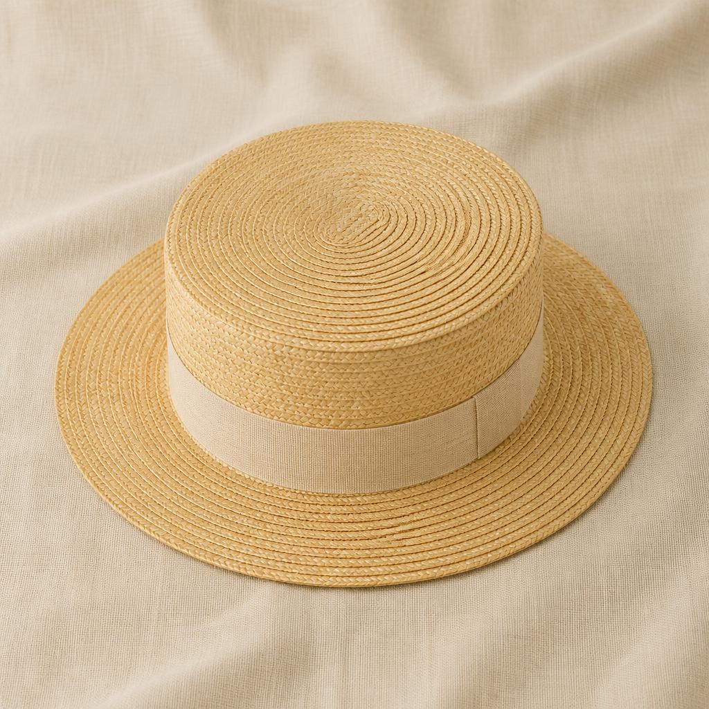 The Boater natural straw hat, adult size, ready to personalise