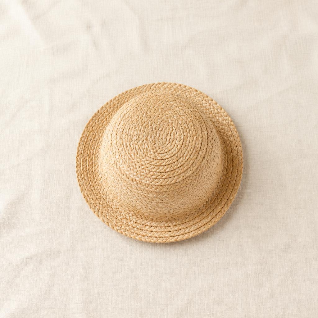 The Mini natural straw hat, kids size, ready to personalise